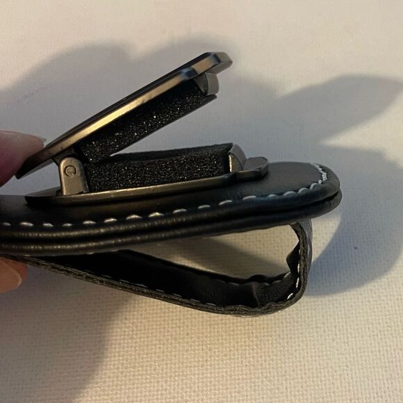 AMG Mercedes Sunglass Holder for Car with Logo Black PU Leather NWT - Picture 3 of 11